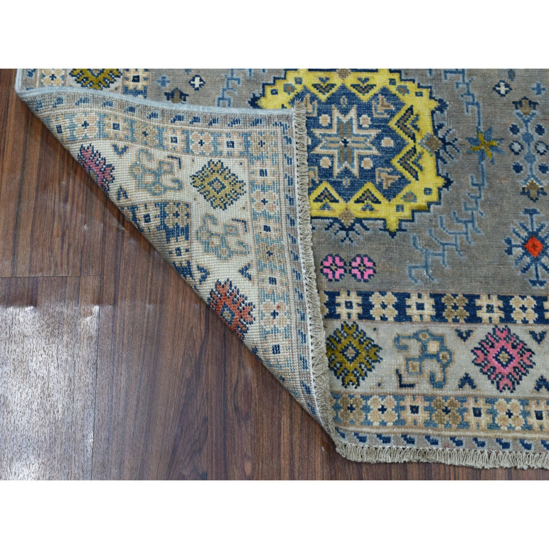 Tapis de zone en laine 3 pi 3 po x 5 pi noué la à la main one-of-kind