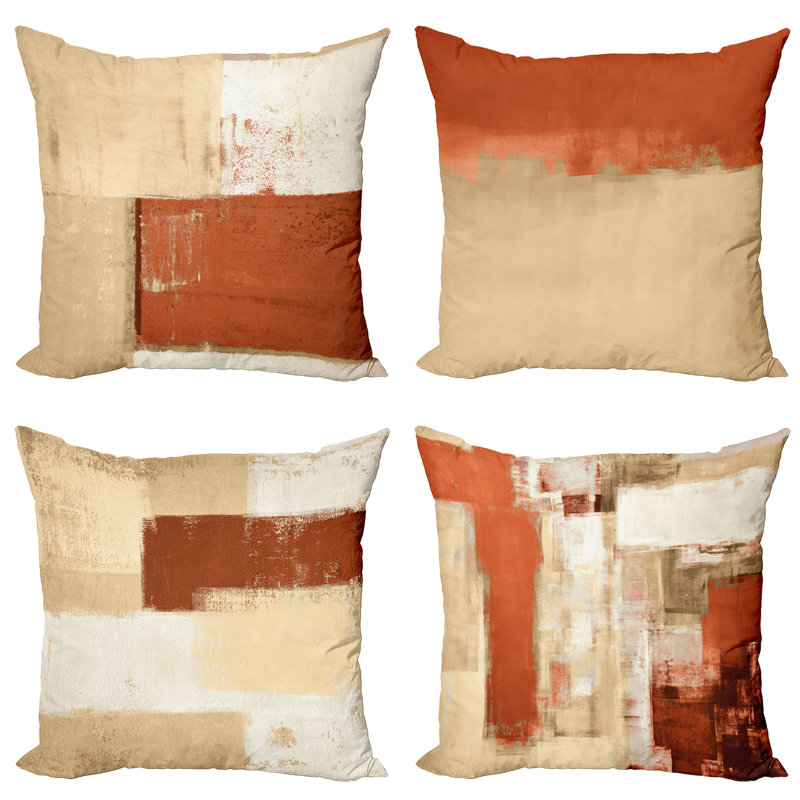 Reversible Pillow Cover, 16" H x 16" W, Cinnamon Beige / Tan