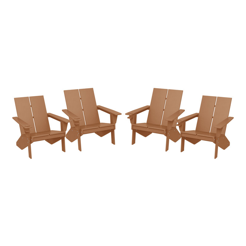Modern Poly Adirondack Chair (Set Of 4), Black, Teak