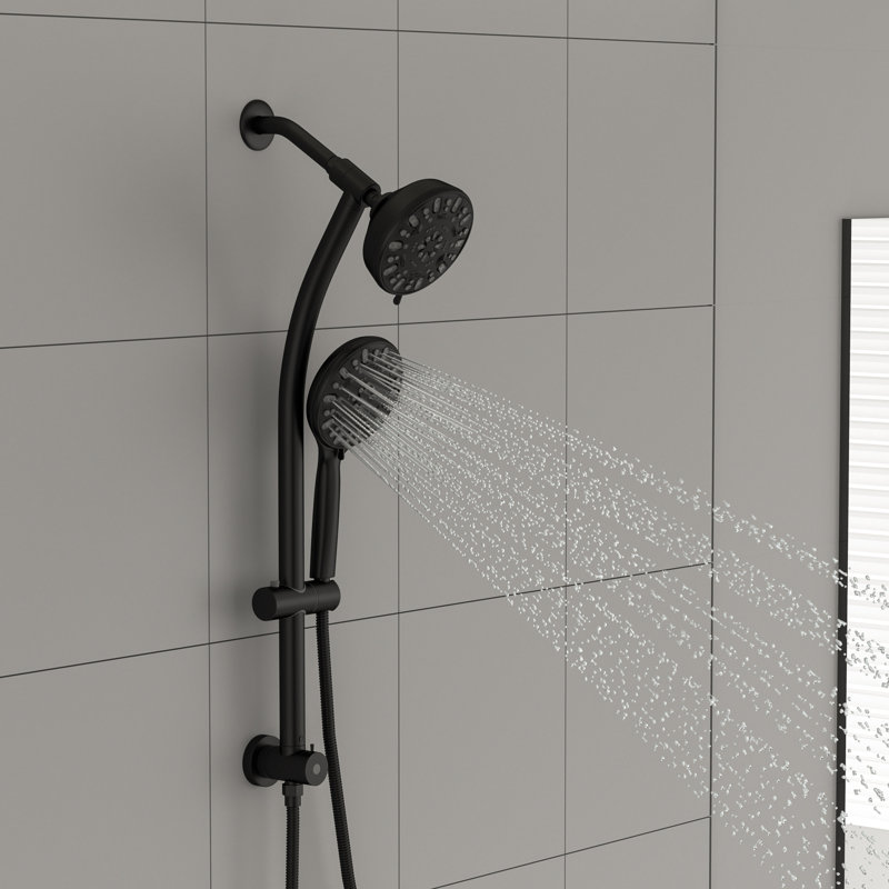 4.7" Multi Function Adjustable Dual Shower Head, Matte Black