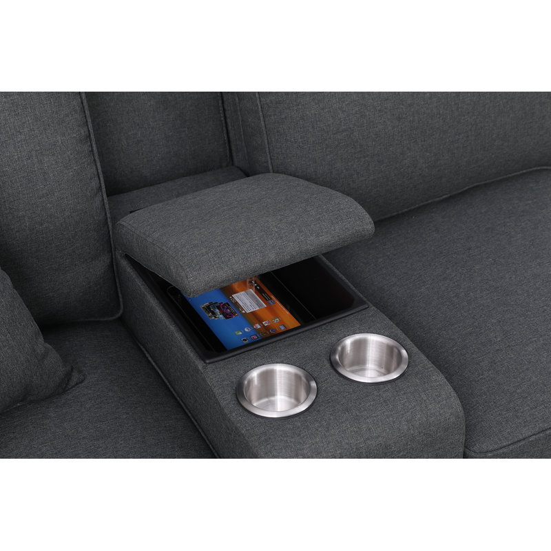 Grand canapé modulaire avec repose-pieds de 124 po de large Bitter faisant face à la gauche, Gris foncé