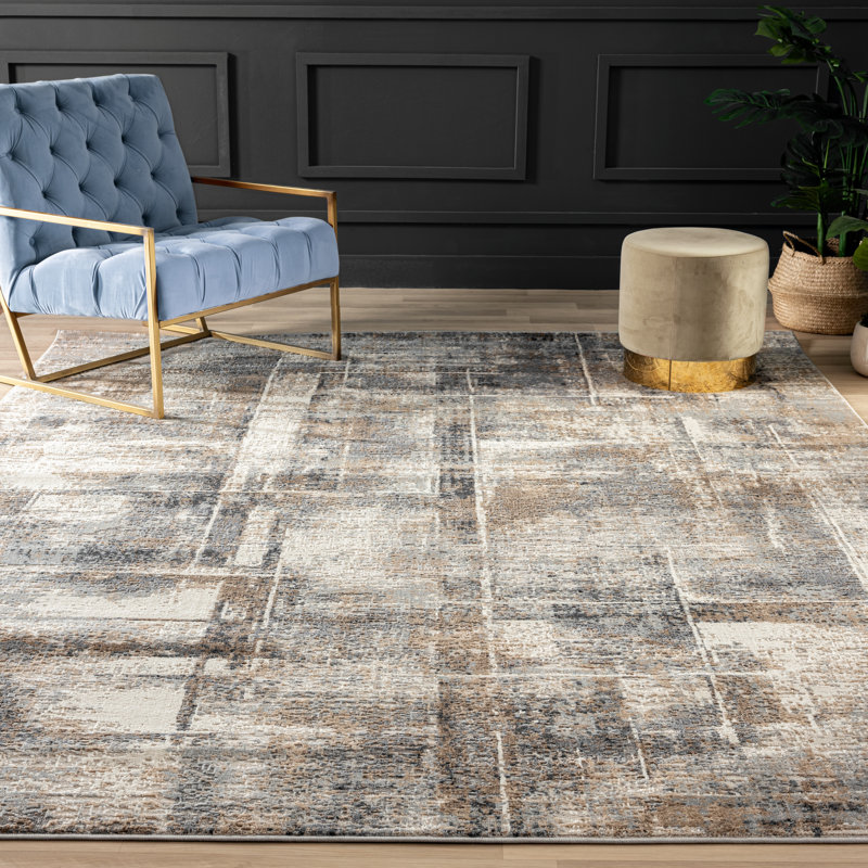 Miamiville Area Rug in Gray/Ivory, Rectangle 9'6" x 13'