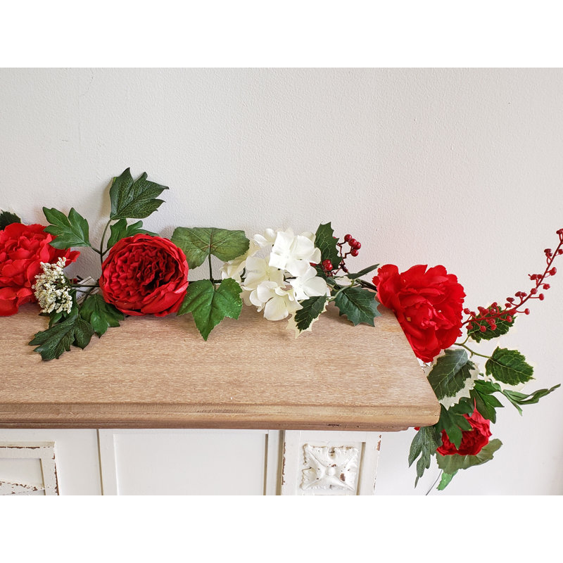 Guirlande à baies de noël pivoine hortensias 6 pi