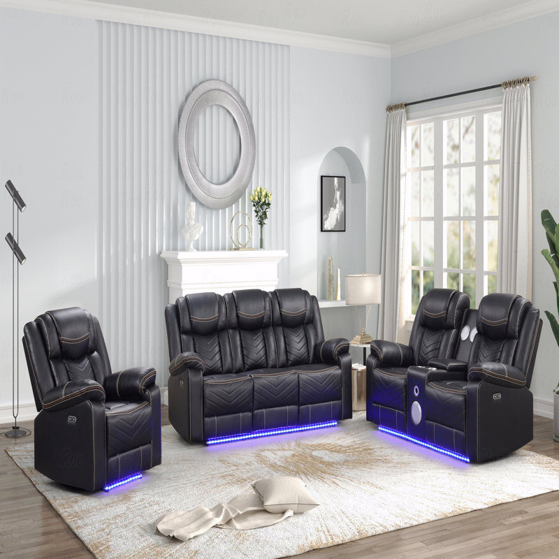 Fauteuil inclinable moderne et électrique avec cadre en bois et en métal noir