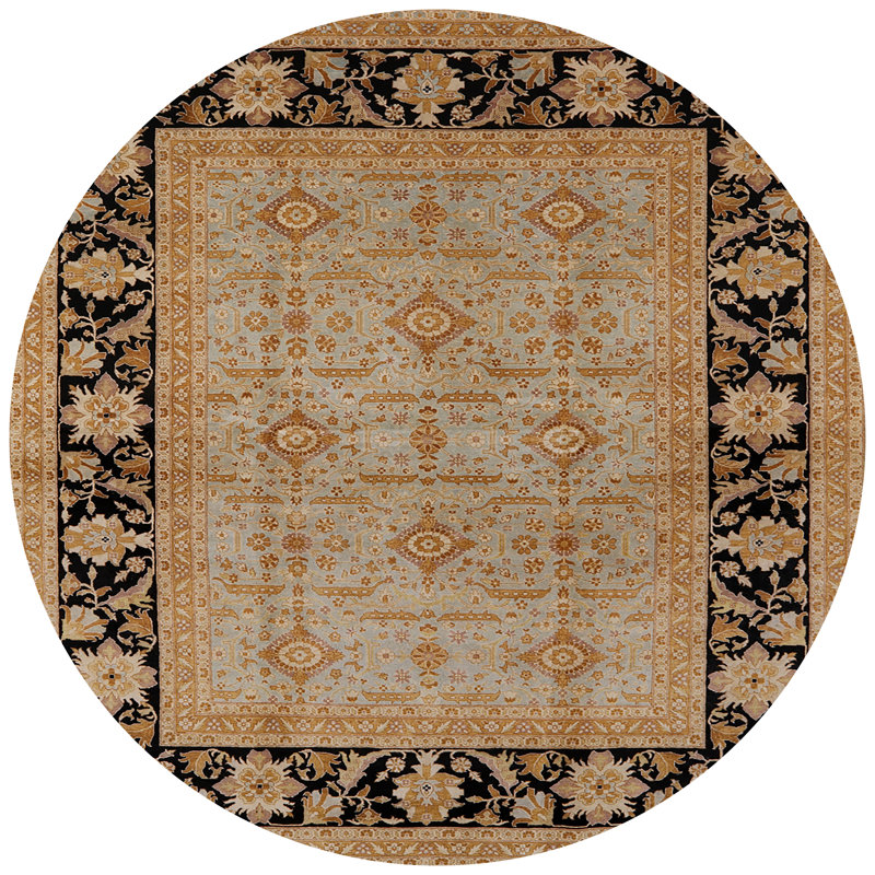 Tapis oriental brun / noir Swerting, Rond 3 pi