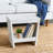 Modern Slatted Solid Wood Stool With Storage Shelf-67952860