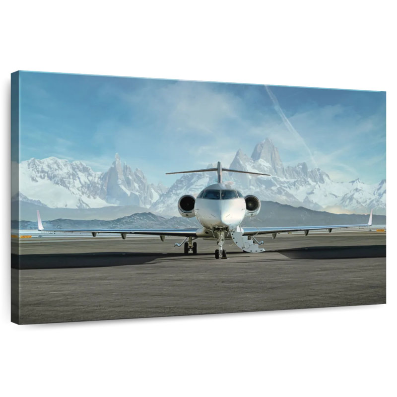 Mehar Snowy Mountains Private Jet, 16" H x 24" W