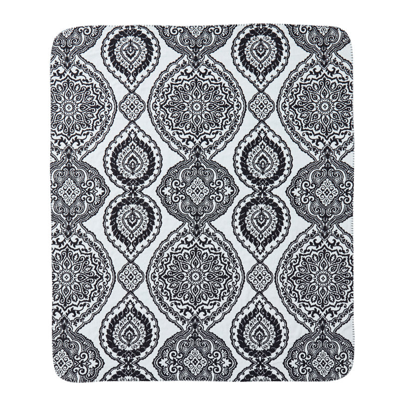 Jeté à médaillon Craig, 50 po x 60 po, Noir / blanc