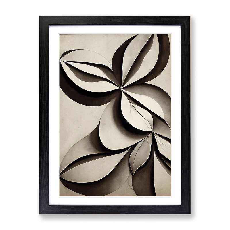 Creative Leaves Abstract - Single Picture Frame Print, Black Framed, 34cm H x 25cm W x 2cm D