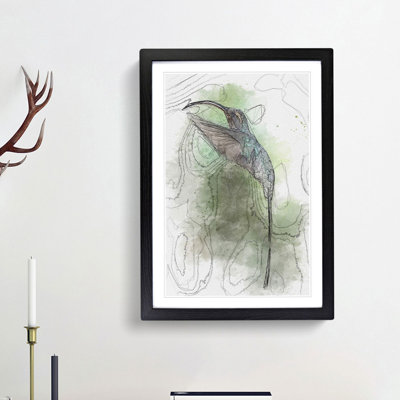 Green Hermit Hummingbird in Abstract - Picture Frame Graphic Art Print