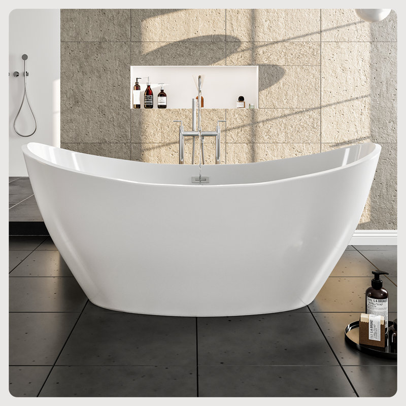 Opalo 67'' x 32'' Soaking Acrylic Bathtub