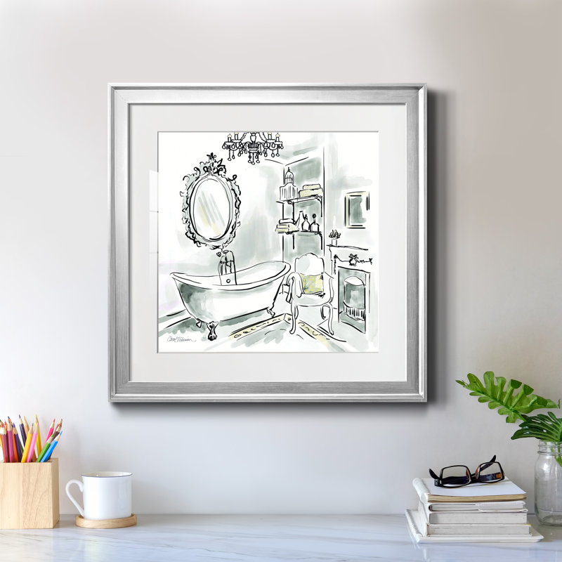 «Opulent Bath II», cadre photo, H 22,5 po x l 22,5 po x P 1,5 po, Papier avec cadre argenté