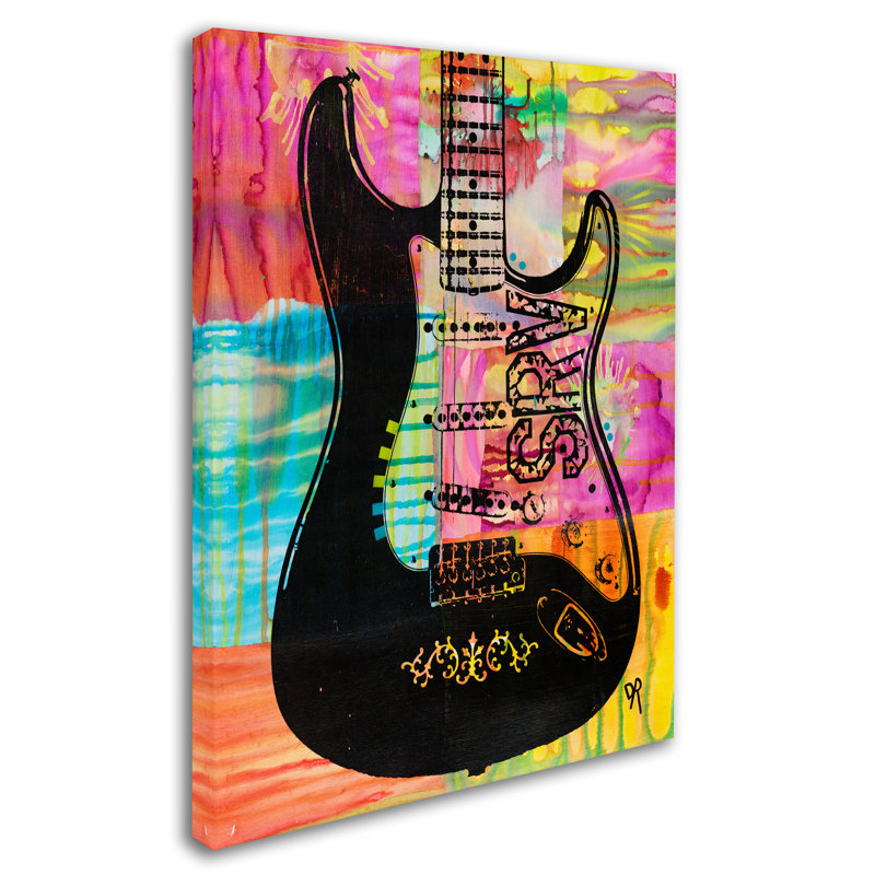 Colorful Psychedelic Guitar Pop Art Canvas by Dean Russo