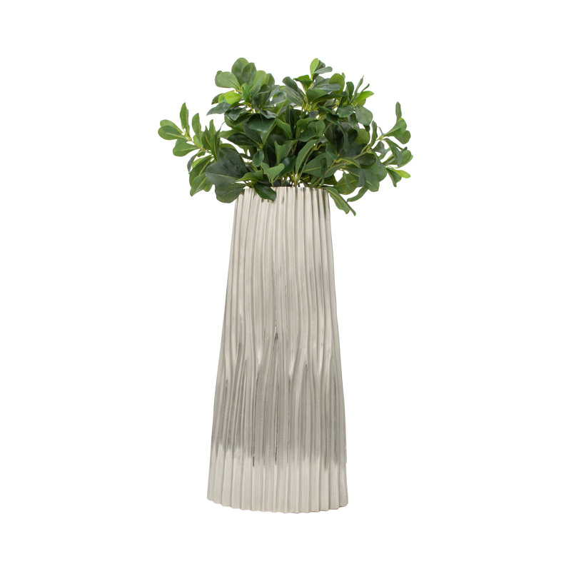 Elevarre Tall Ceramic Vase, Pleated Design, Earthy Tone Gradient, Ideal For Home Decor, Single Vase - Add Elegance To Any Space