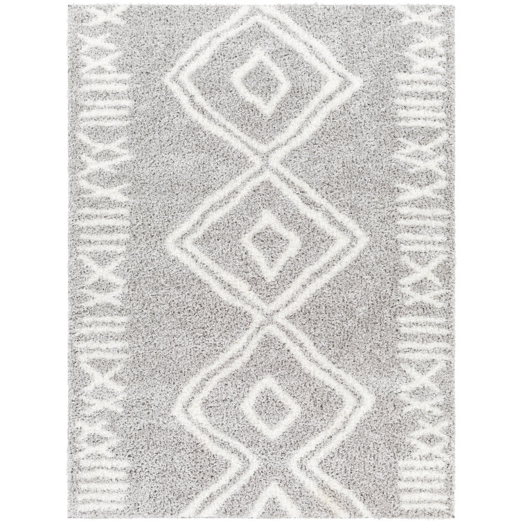 Rectangle Bassiru Polyester Area Rug in Gray