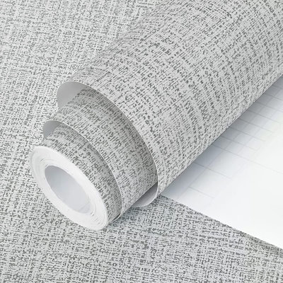 Grey Peel And Stick Wallpaper 17.7Inchx196.8Inch Linen Contact Paper Textured Fabric Wallpaper Removable Grasscloth Self Adhesive Wallpaper For Cabinets Bedroom Decor