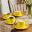 11 Piece Yellow Ceramic Tea Set-628207396