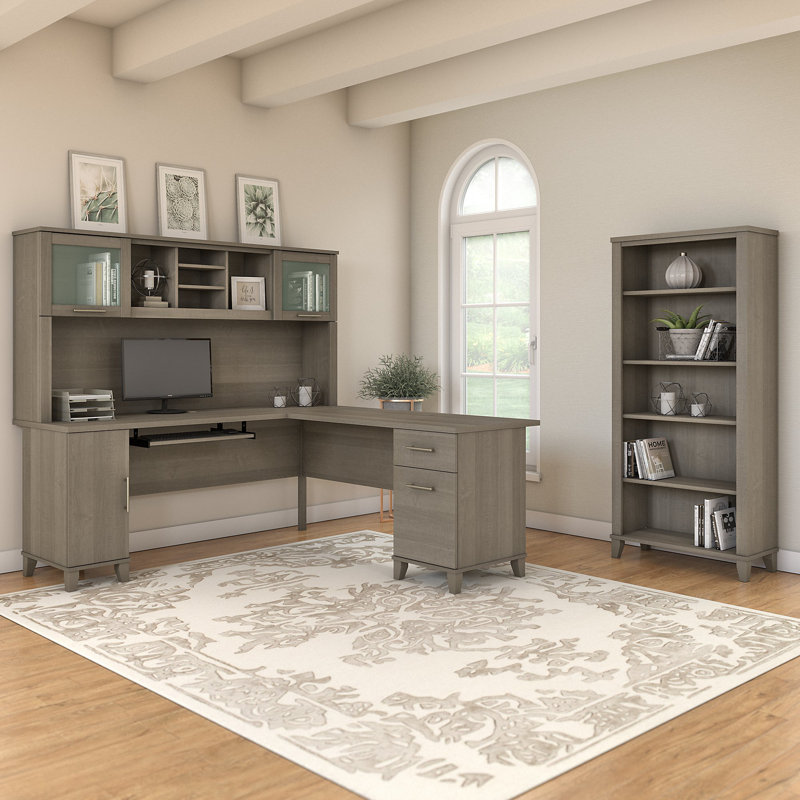 Magomed 3 Piece Computer Desk Office Set, Ash Gray