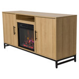 Rochester Electric Fireplace TV Stand in White Oak - 18" Electric Fireplace - Holds TVs up to 60"