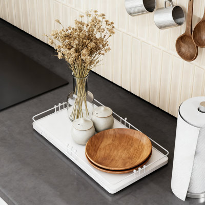 Decorative Vanity Tray For Bathroom Countertop And Kitchen Organization, Multi-Purpose Organizer For Toiletries, Perfume, Jewelry, And Spices With Non-Slip Mat