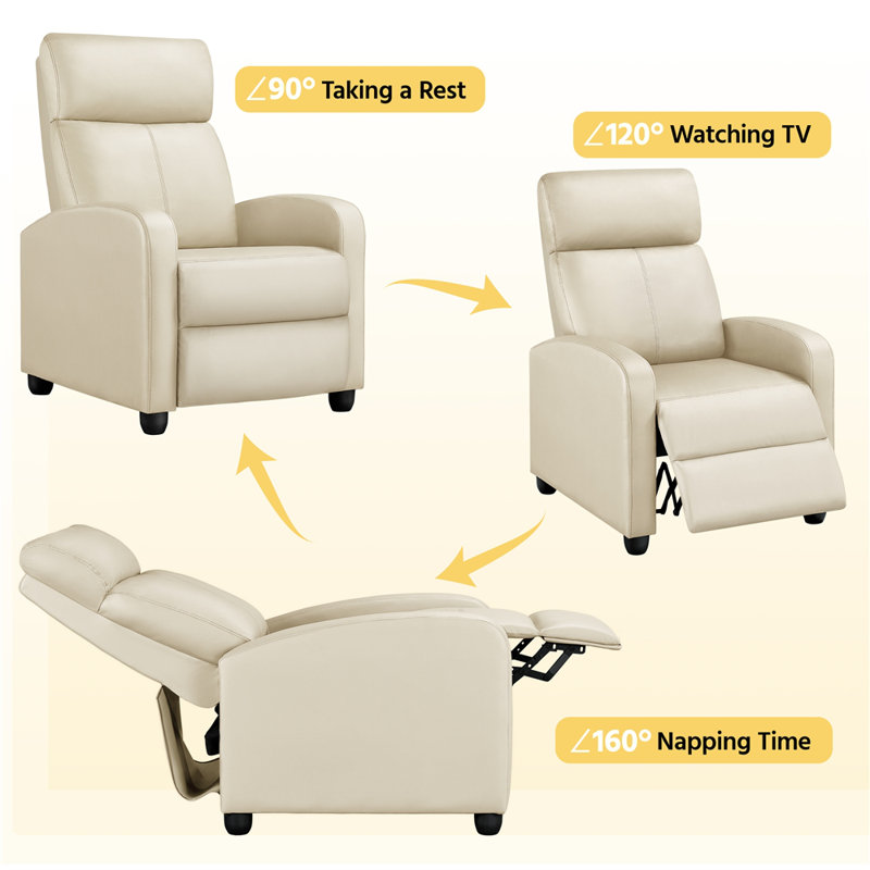 Mcghee 27" Wide Recliner Chair, Compact Reclining Chair with Comfortable Seating for Living Room, Bedroom and Home Relaxation Use
