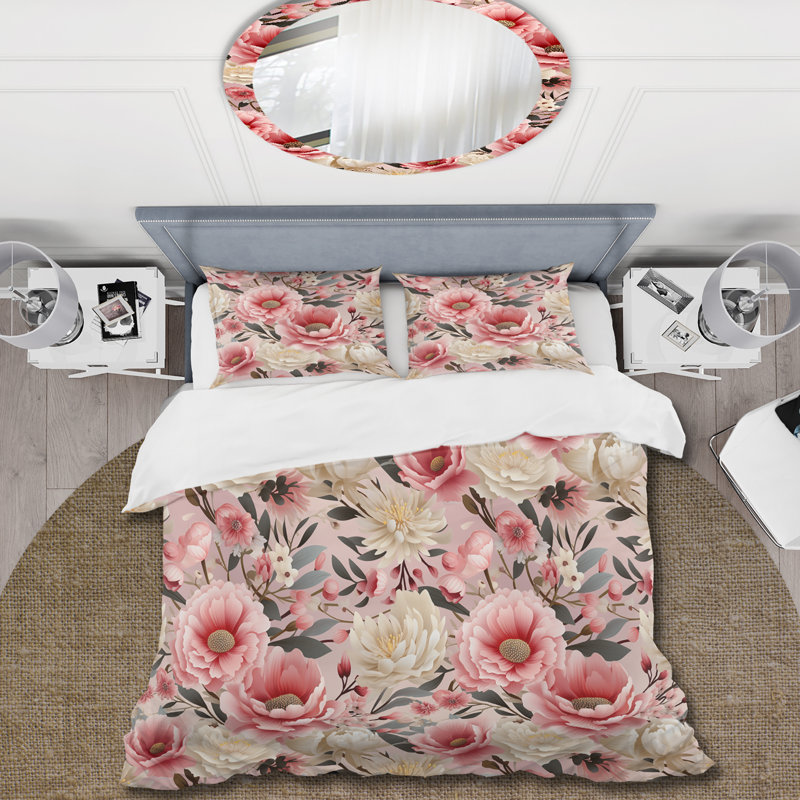 Ensemble de housse de couette floral rose en microfibre Pink Floral Delicacy Bliss