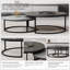 Modern Nesting Coffee Tables Set of 2, Round Walnut Wood Top with Black Metal Frame, Contemporary Living Room Tables-610174670