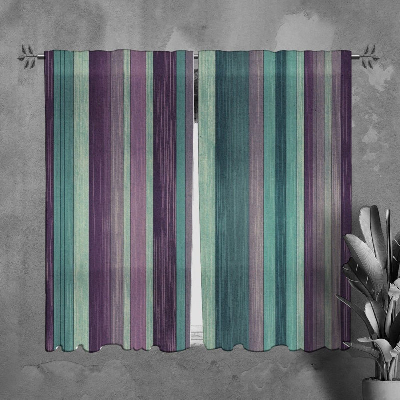 Tanica Room Darkening Curtain Pair, 40" W x 82" L, Purple/Turquoise