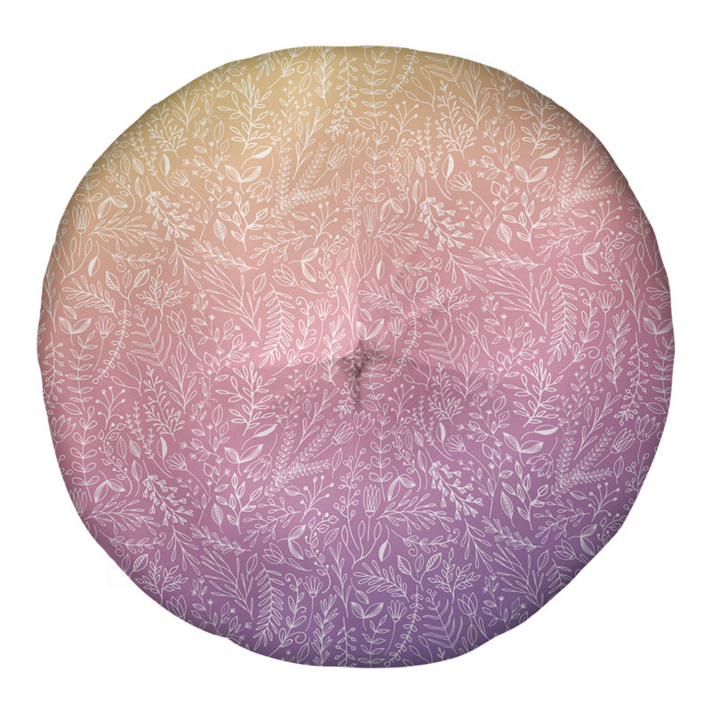 Coussin de sol floral Katelyn Elizabeth Ditsy, H 30 po x l 30 po, Jaune / Mauve