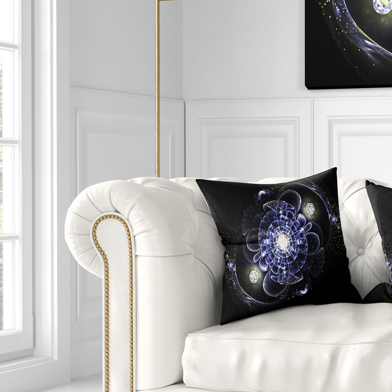 Coussin décoratif floral à fleurs fractales, 18 po x 18 po, Coussin décoratif
