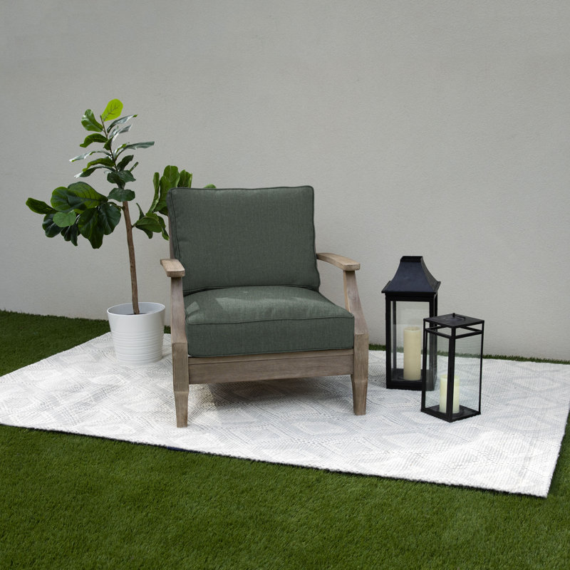 Davana Indoor/Outdoor Sunbrella Seat/Back Cushion, Dark Green, 25" W x 25" D