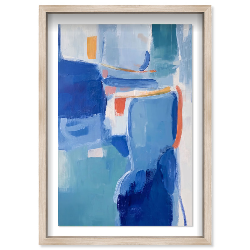 Blue Resonance II Shadowbox Abstract Print by Oliver Gal, Black Frame, 10 x 15, Natural Oak Frame, 37.5"H x 25.5"W