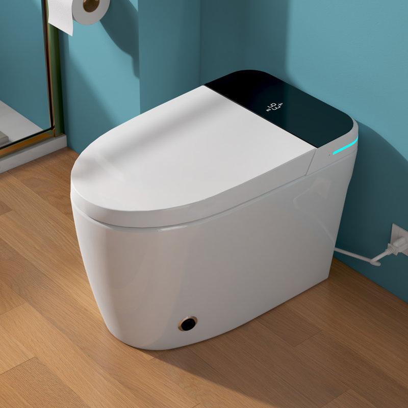 Smart Bidet Toilet with Auto Open/Close Lid, Heated Seat, Warm-Air Dryer, Warm Water Wash, Adjustable Cleansing Functions, 1.27 GPF Powerful Siphonic Dual Flush, Remote Control & Night Light