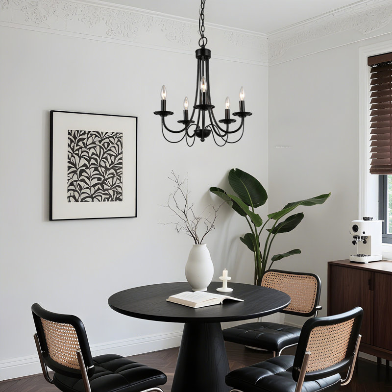 Lustre empire noir 5 lumières l 18,5 po