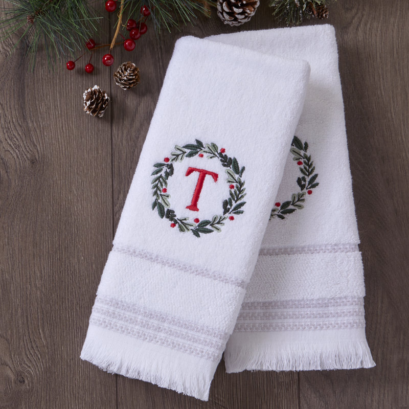WREATH MONOGRAM T EMB HAND-WHT