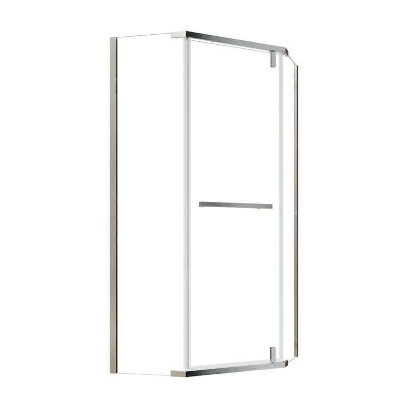 Porte de douche néo-angle sans cadre Rainlex 36 "x 72" en verre trempé transparent Rainlex, Nickel brossé