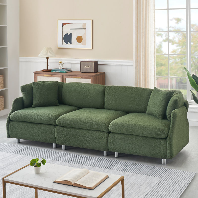 95,3 pouces de velours 3. Confortable et élégant. Pied en métal avec finition blanche. Ajoute du style à la vie moderne dans une pièce. 3 sièges pour une bonne résilience. Rembourrage en éponge pour un confort optimal