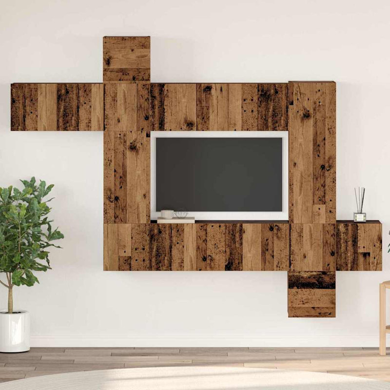 TV Cabinet Set Wall-Mounted 10 Pcs 30.5 X 30 X 90 Cm, Old Wood