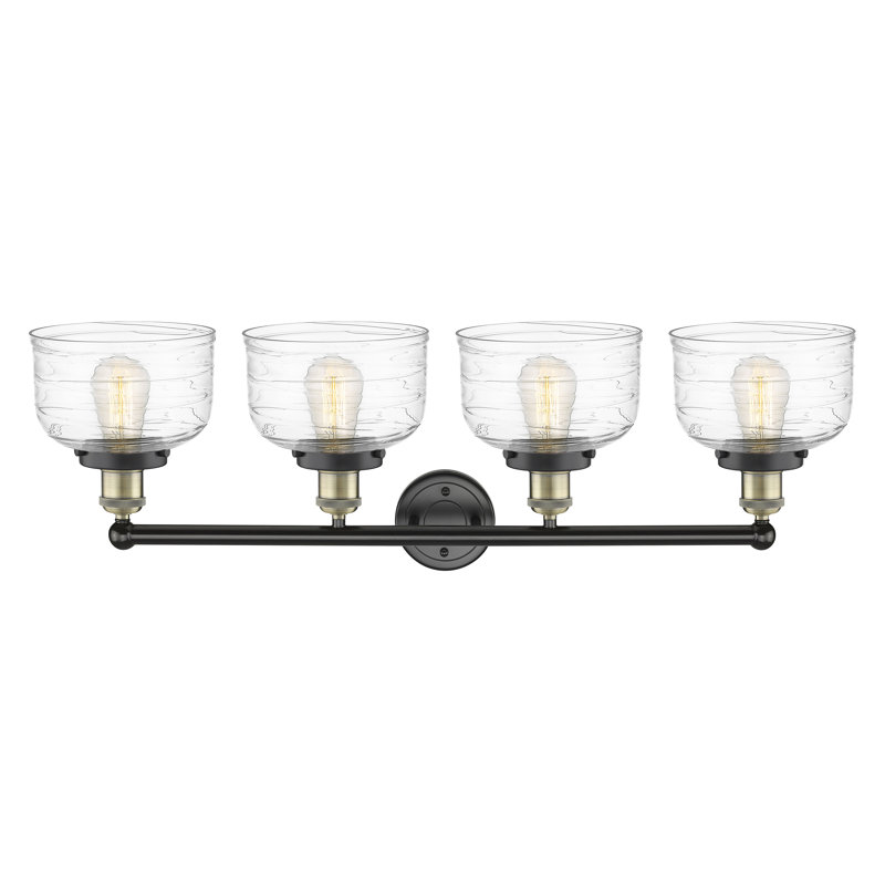 Annagene 4 - Light Dimmable Vanity Light, Clear Deco Swirl, Black Antique Brass