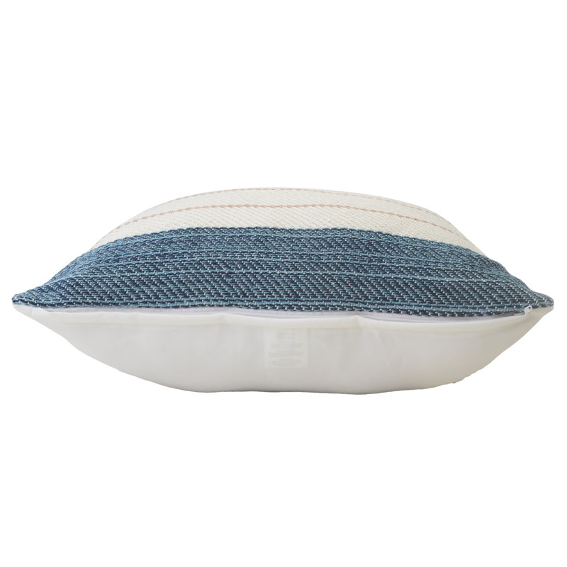 24" Blue and White Striped Square Throw Pillow