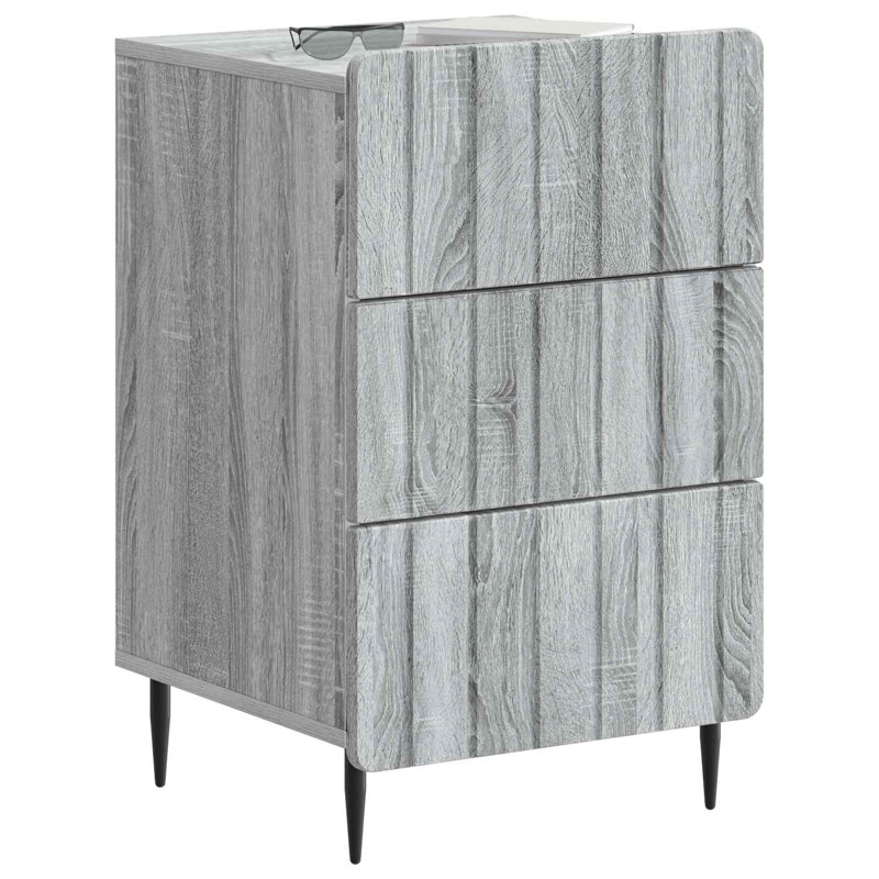 43cm W Manufactured Wood Bedside Table, Grey Sonoma