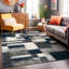 Tapis à poil long bleu marine / gris / blanc Farmerville-1558485435