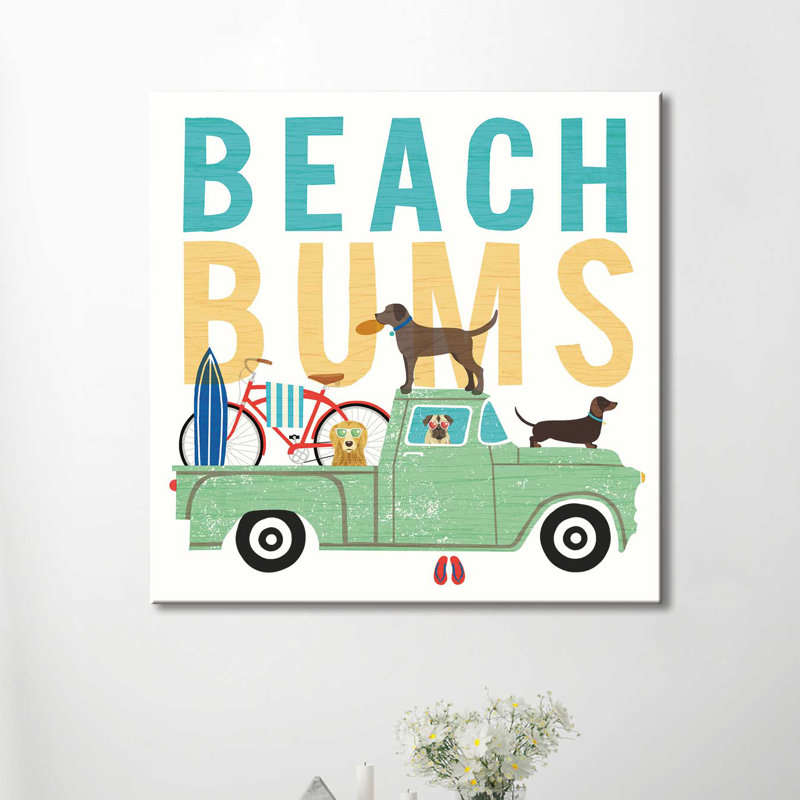 «Beach Bums Truck I carré», impression, H 36 po x l 36 po x P 1,5 po, Toile tendue