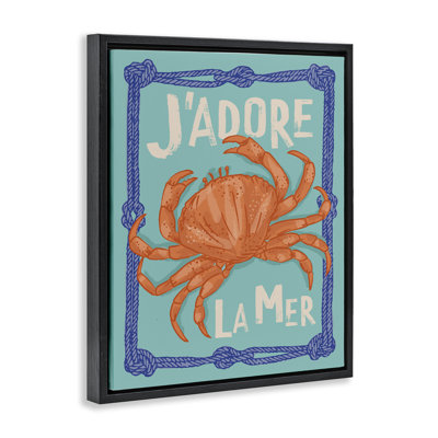  J'adore La Mer Crab Canvas Wall Art by Lisa Perry Whitebutton