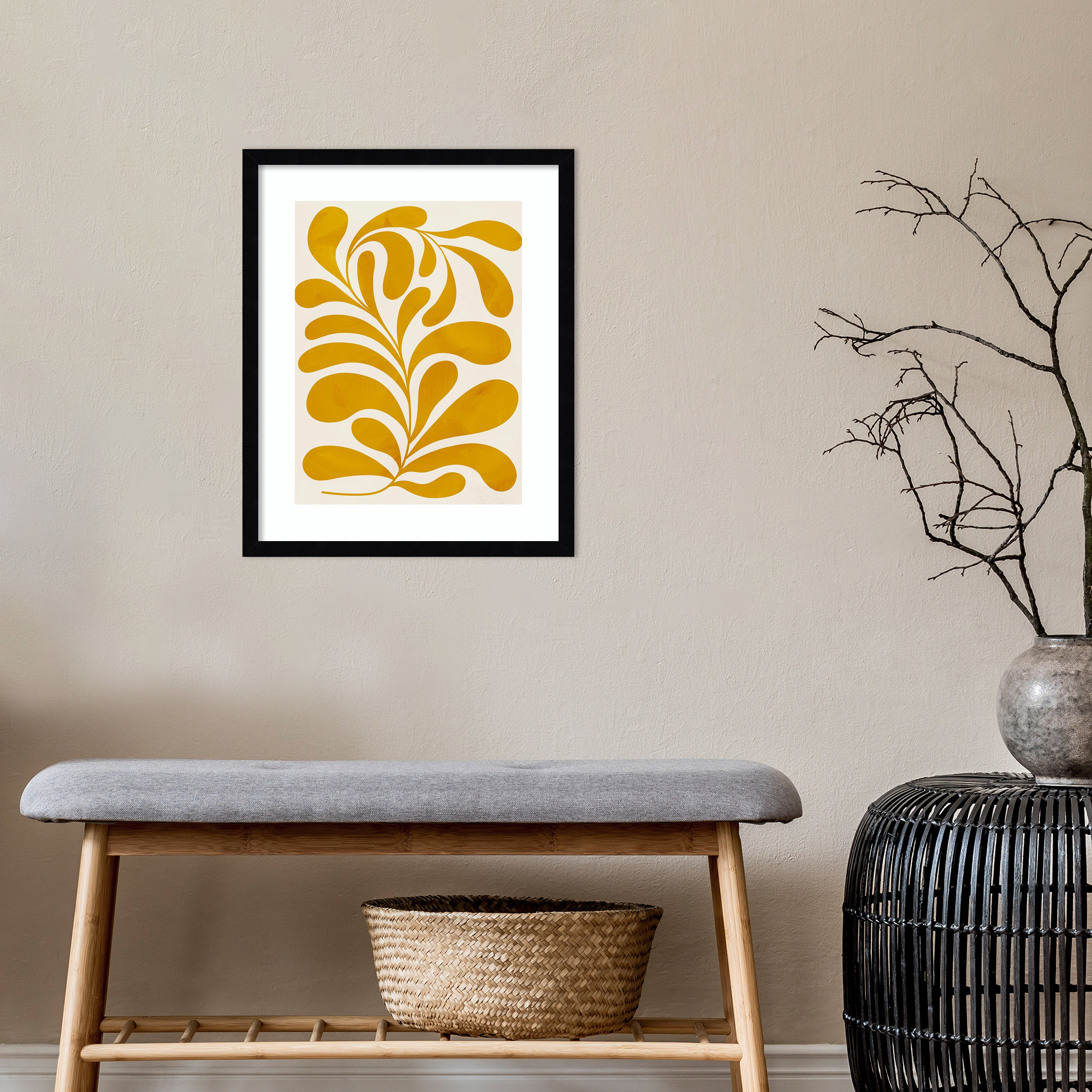 Goldenrod II by Grace Popp, 21" H x 17" W x 1" D, Black