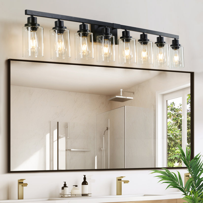 8-Lights Farmhouse Vanity Lights Fixture Bathroom Light Fixture Bathroom Sconce (Without Bulbs), Black