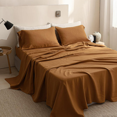 100% Linen Sheets Set, 6 Pcs Natural French Linen Bed Sheets