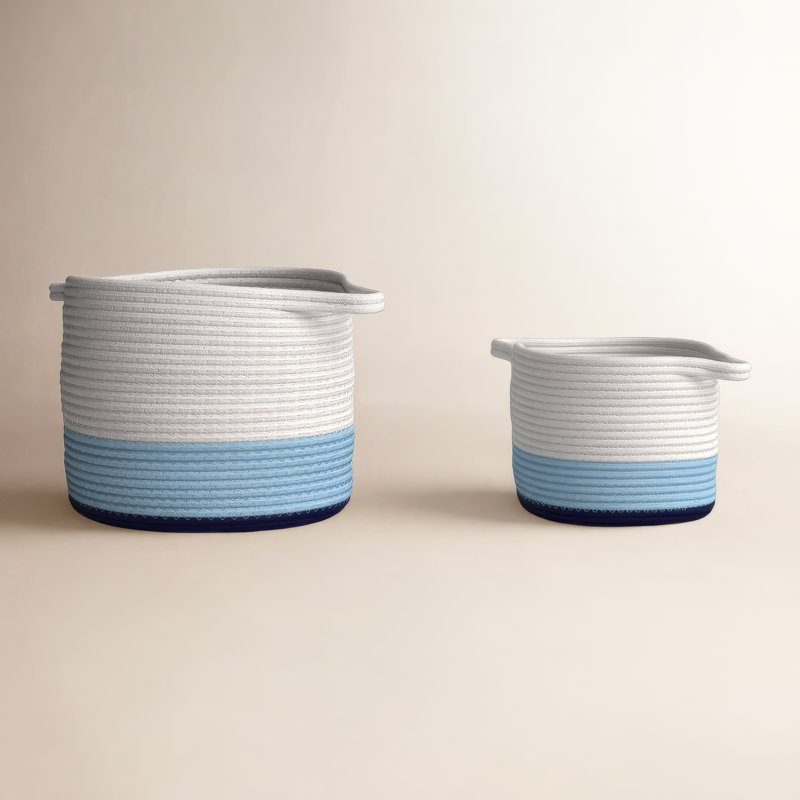 Ensemble de 2 paniers en tissu, Bleu