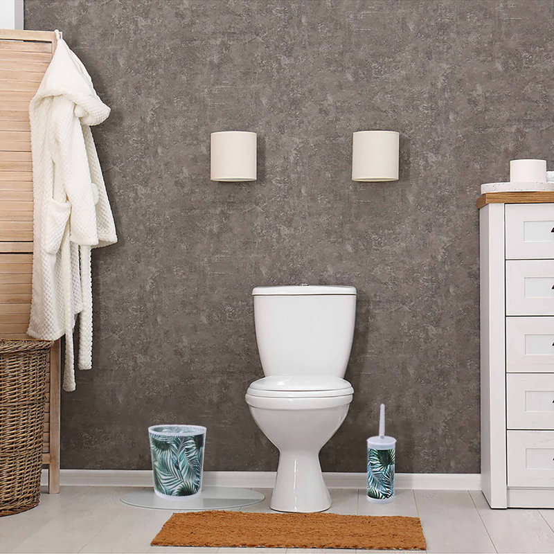 Tropical Palm Leaves Blue Plastic Bathroom Waste Basket