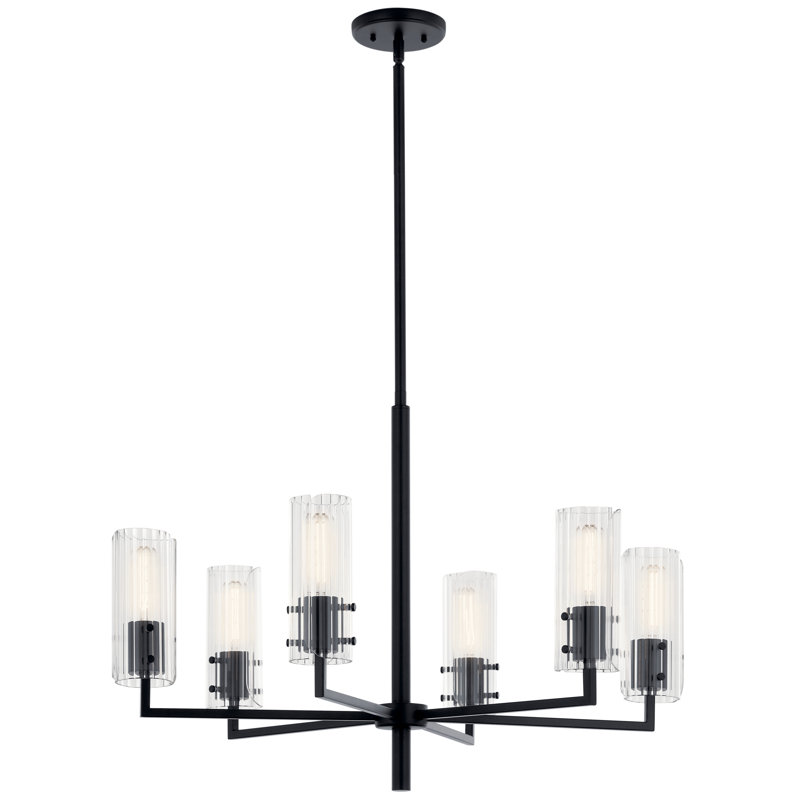 Lustre 6 lumières 30,25 po, Noir satiné